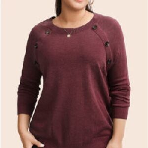 Elegant Maroon Button-Detail Sweater